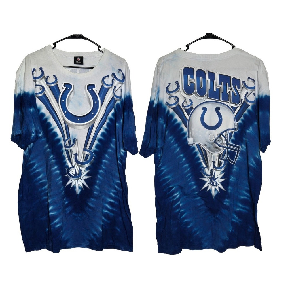 NFL Indianapolis Colts All Over Print AOP Tie Dye Graphic T-Shirt XL Streetwear